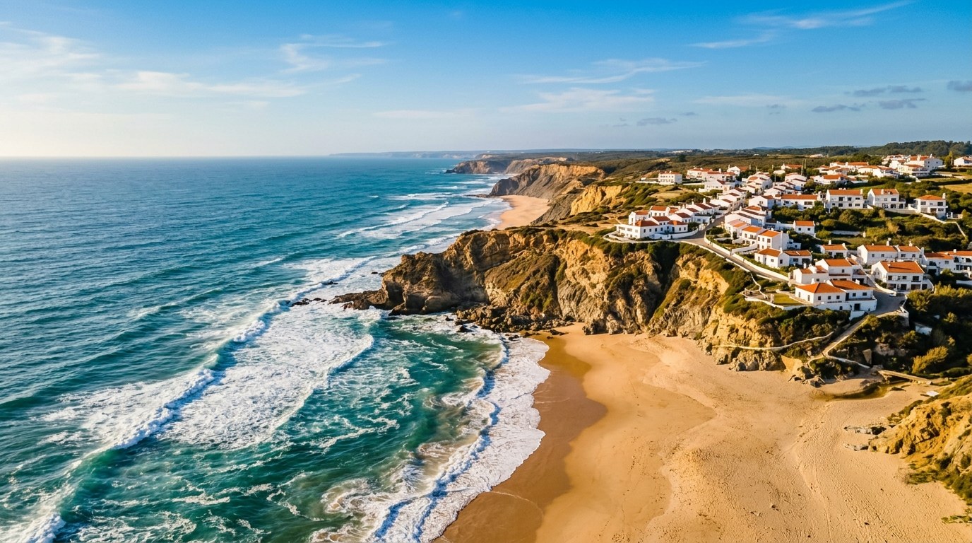 Dramatic coastal cliffs and ocean view along Portugal Silver Coast