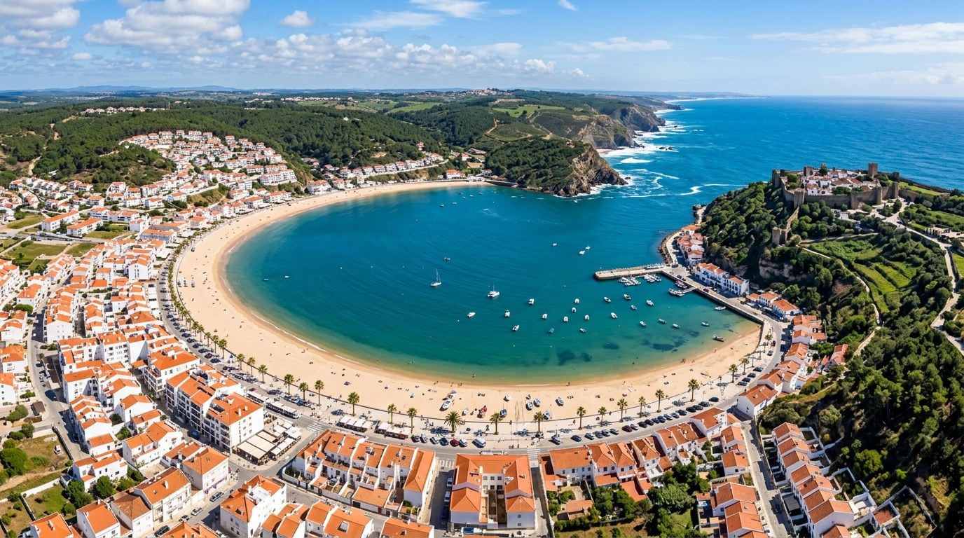 Sao Martinho do Porto sheltered bay and Obidos lagoon Silver Coast Portugal